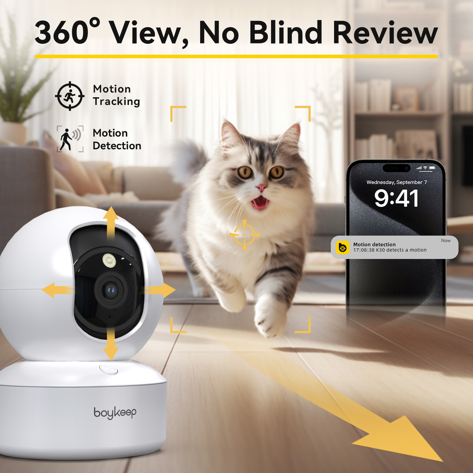 Smart Home Camera Ezviz - Boykeep 2K Pet Köpek Kamerası, Telefon