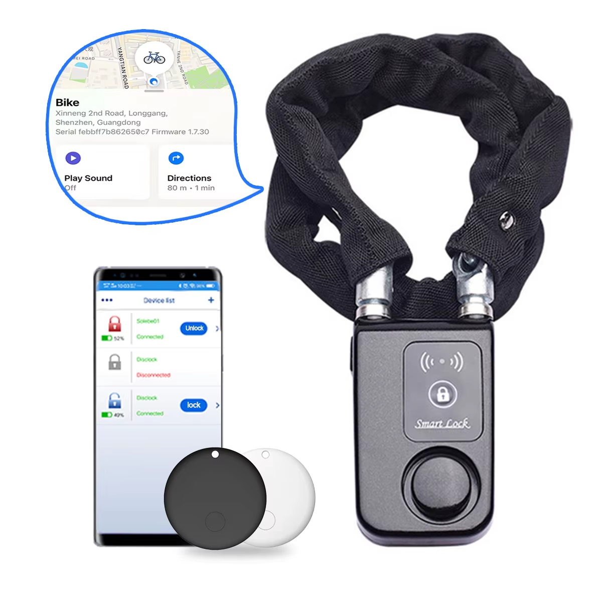 Smart Home Dashboard - 110dB Alarm Özellikli Bisiklet Zincir Kilidi,