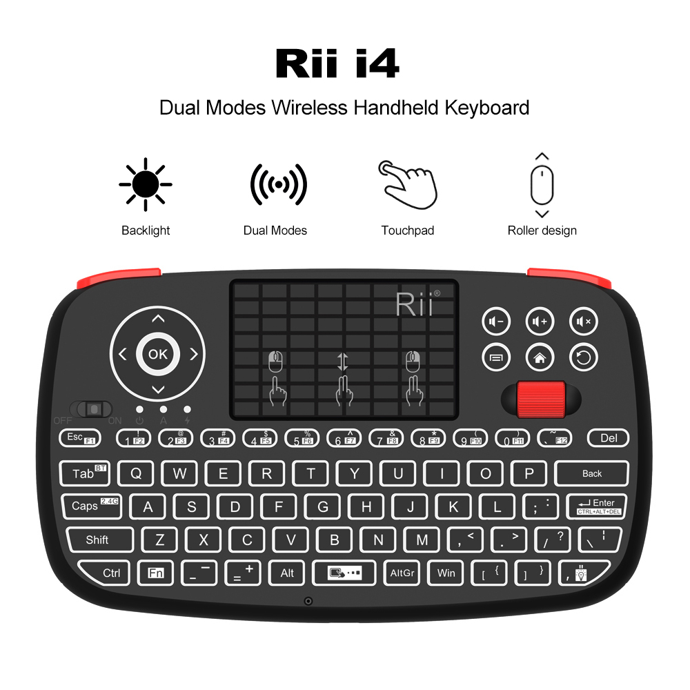 Smart Home Keyboard - Rii I4 Mini BT Kablosuz Klavye